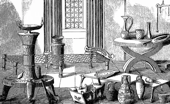 Framed Print : Etruscan household objects, interior Framed Print : Etruscan household objects, interior