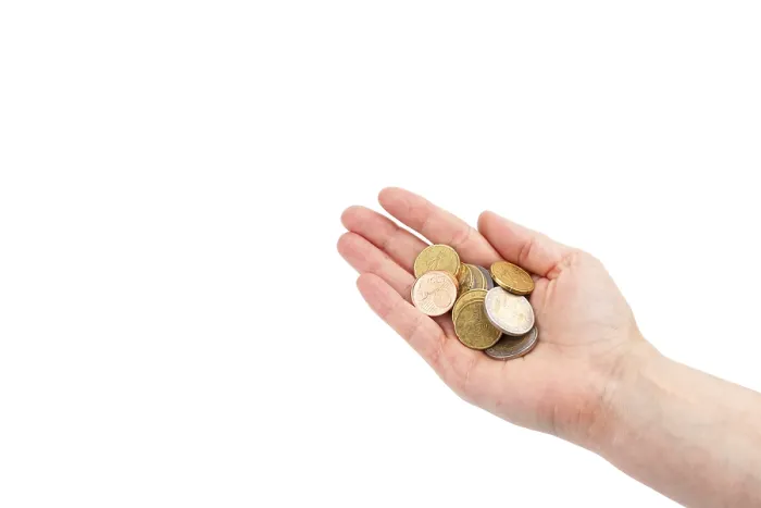 Framed Print : Euro coins in woman's hand Euro coins in woman's hand