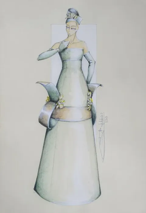 Framed Print : Evening dress, fashion sketch, fashion design
