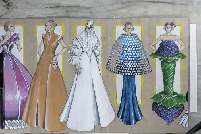 Framed Print : Evening dresses, wedding dresses
