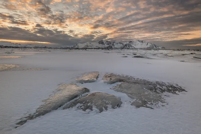 Framed Print : Evening at frozen fjord, ice structure