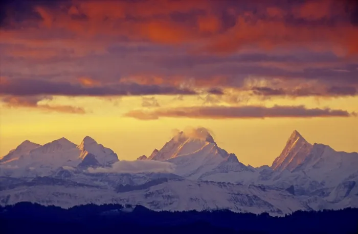 Framed Print : Evening glow in the Bernese Alps Switzerland