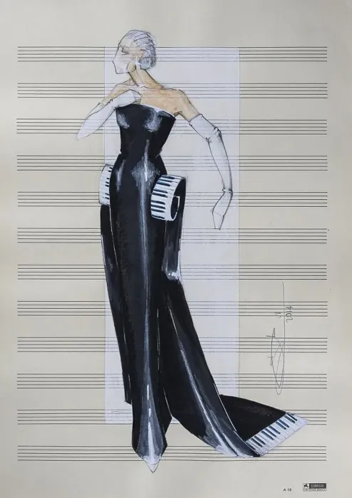 Framed Print : Evening gown, fashion sketch, fashion design Framed Print : Evening gown, fashion sketch, fashion design