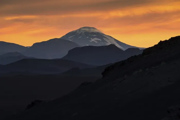 Framed Print : Evening light, volcanic cone Hekla