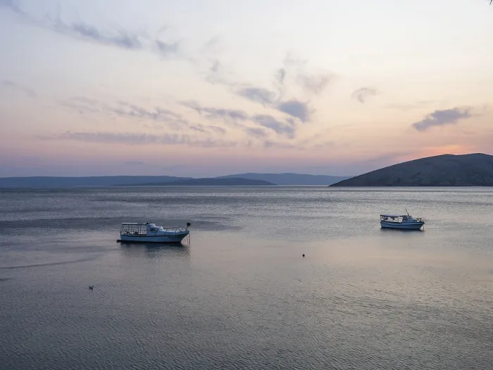 Framed Print : Evening mood at the sea, boats in a bay Framed Print : Evening mood at the sea, boats in a bay