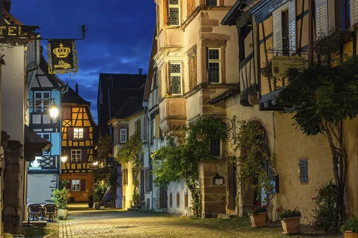 Framed Print : Evening in Riquewihr, Alsace, France