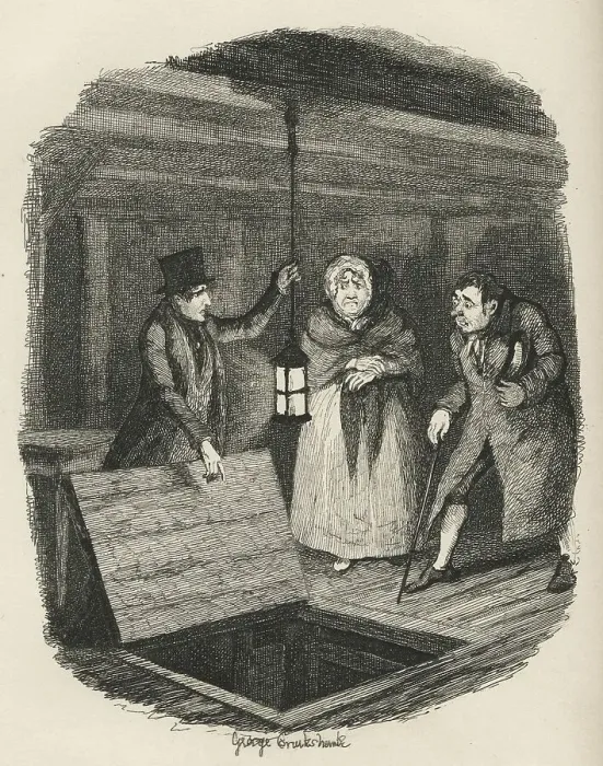 Framed Print : The Evidence destroyed. 19th century illustration from Charles Dickens Oliver Twist
