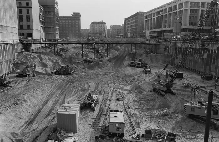 Framed Print : Excavation pit in spring 1993 in Friedrichstrasse