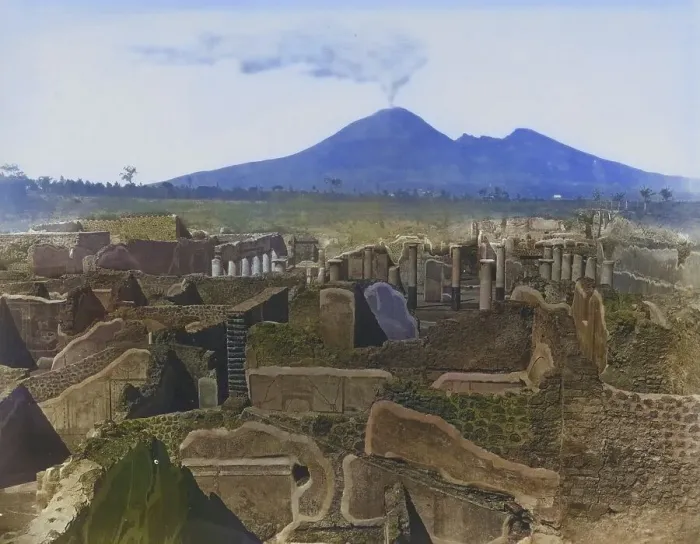 Framed Print : The excavations at the ruined site of Pompeii in 1880