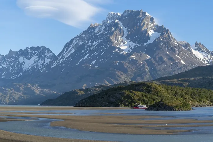 Framed Print : Excursion boat at Lago Grey, Torres del Paine National Park Framed Print : Excursion boat at Lago Grey, Torres del Paine National Park