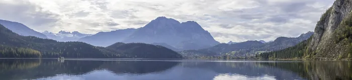 Framed Print : Excursion boat and view over the Altausseersee to the Dachstein Framed Print : Excursion boat and view over the Altausseersee to the Dachstein