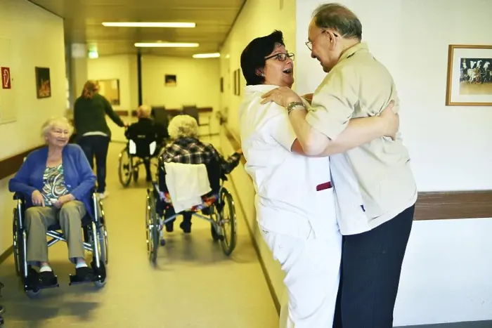 Framed Print : Exemplary care in old people's homes