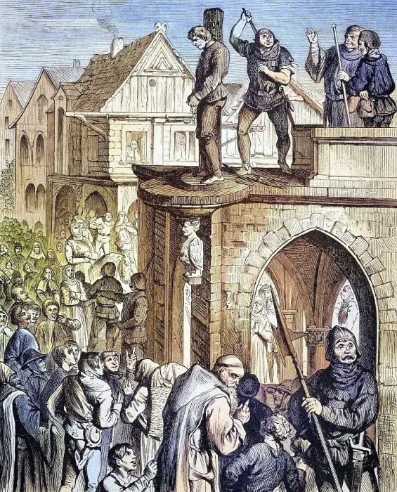 Framed Print : Exhibition at the pillory on the court arbour in Berlin in the Middle Ages