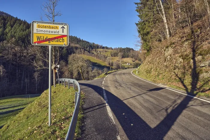 Framed Print : Exit sign at the end of Wildgutach