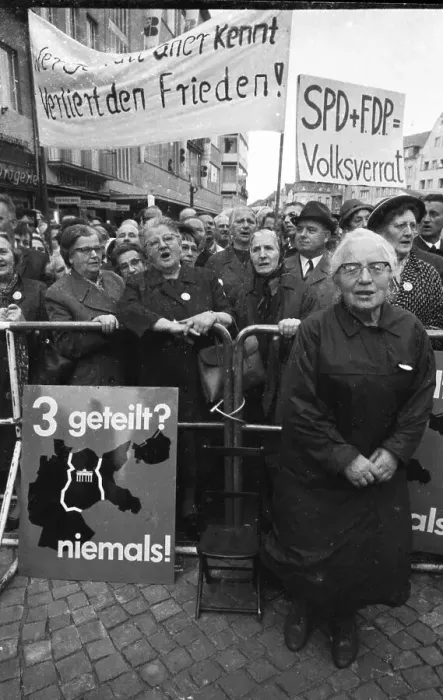 Framed Print : An expellees rally on 30 May 1970 in Bonn with the NPD