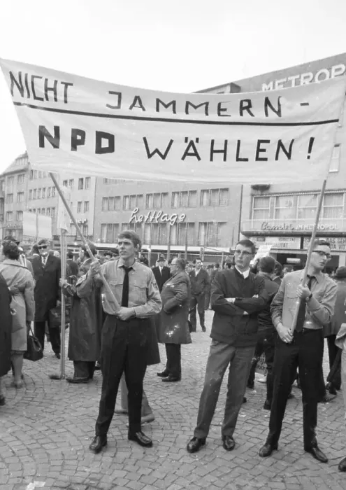 Framed Print : An expellees rally on 30 May 1970 in Bonn with the NPD