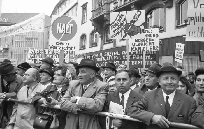 Framed Print : An expellees rally on 30 May 1970 in Bonn with the NPD