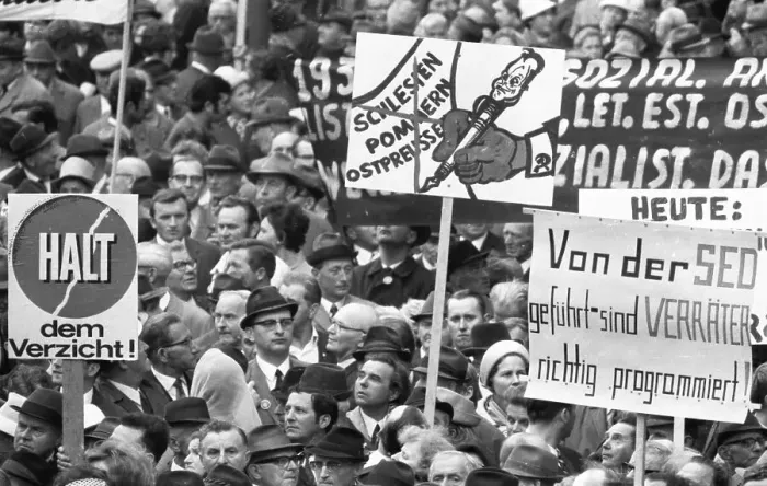 Framed Print : An expellees rally on 30 May 1970 in Bonn with the NPD