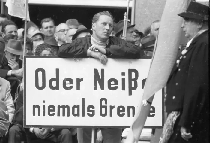 Framed Print : An expellees rally on 30 May 1970 in Bonn with the NPD