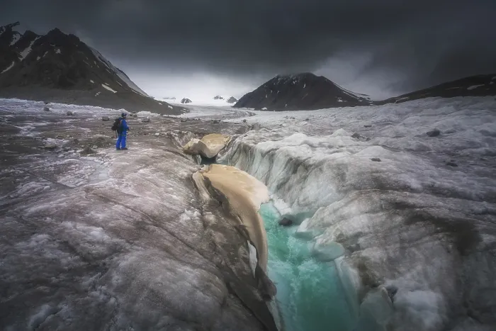 Framed Print : Exploring Potanin glacier in Altai 5 bogd mountains