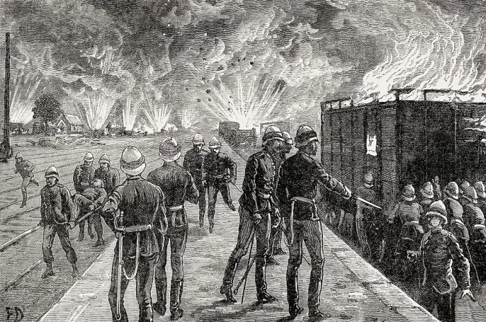 Framed Print : Explosion at Cairo Railway Station