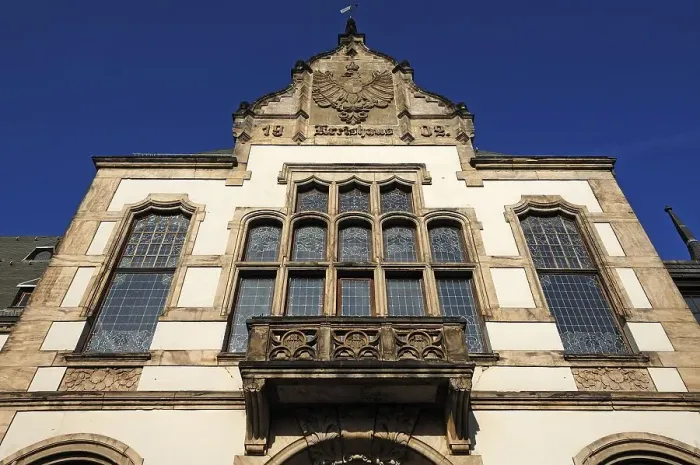 Framed Print : Facade of the district house with Quedlinburg coat of arms Built in 1902