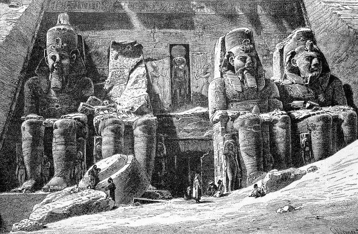 Framed Print : Facade of the Rock Temple of Abu Simbel in 1880