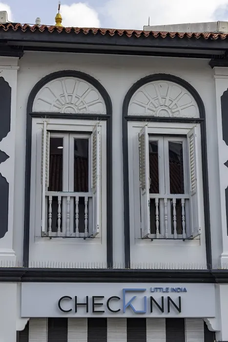 Framed Print : Facade with shutters, colonial style Framed Print : Facade with shutters, colonial style