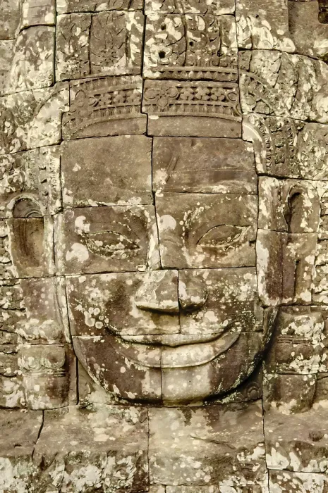 Framed Print : Face in the Bayon, Angkor Thom temple complex