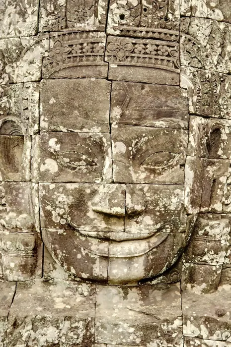 Framed Print : Face in the Bayon, Angkor Thom temple complex