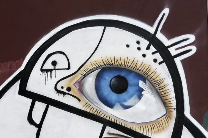 Framed Print : Face with one large eye, graffiti Framed Print : Face with one large eye, graffiti