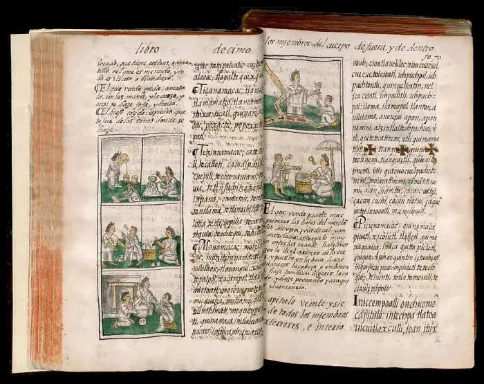 Framed Print : Facsimile, pages from Historia general de las cosas de nueva España