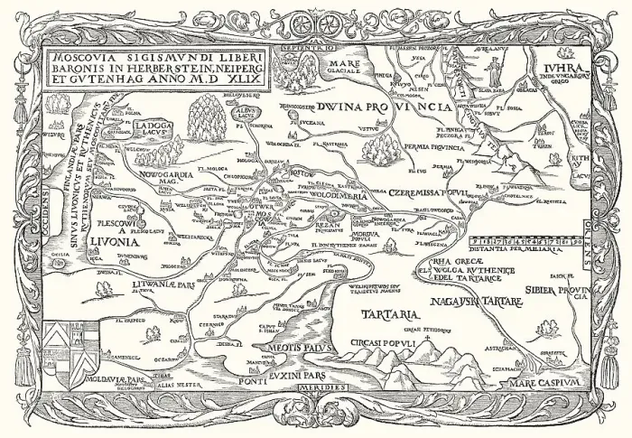 Framed Print : Facsimlile of a map of the Russian Empire by Sigismund von Herberstein
