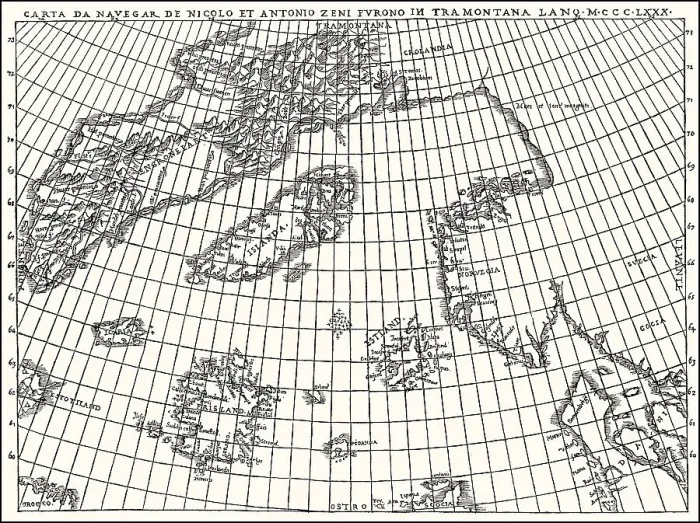 Framed Print : Facsimlile of the Zeno map by the Zeno brothers