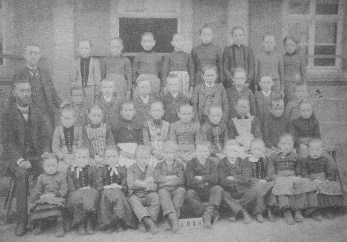 Framed Print : Faded class photo of a school class in 1890 Framed Print : Faded class photo of a school class in 1890