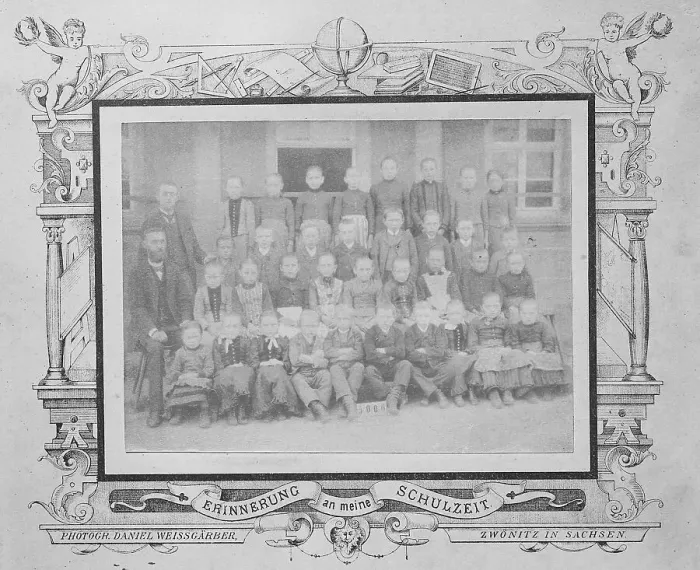 Framed Print : Faded class photo of a school class in 1890 Framed Print : Faded class photo of a school class in 1890