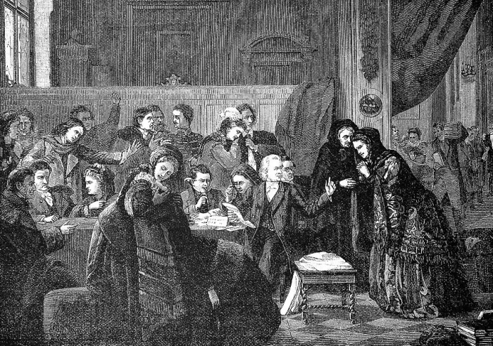 Framed Print : The family has met the notary and is waiting for the reading of the testament Framed Print : The family has met the notary and is waiting for the reading of the testament