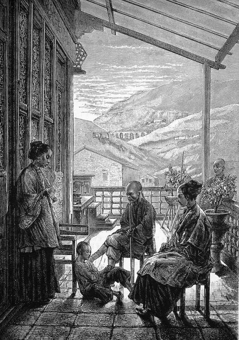Framed Print : Family scene in ancient China, historical illustration