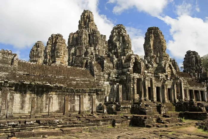 Framed Print : Famous Bayon temple inside Angkor Thom complex in Cambodia