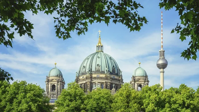 Framed Print : the famous berlin cathedral and the tv tower Framed Print : the famous berlin cathedral and the tv tower