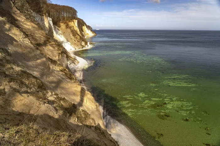 Framed Print : The famous chalk cliffs on the Baltic Sea coast in Jasmund National Park