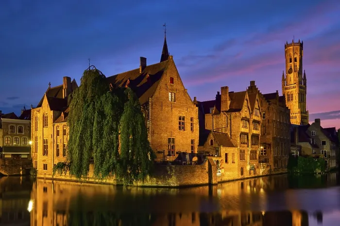Framed Print : Famous view of Bruges tourist landmark attraction Framed Print : Famous view of Bruges tourist landmark attraction