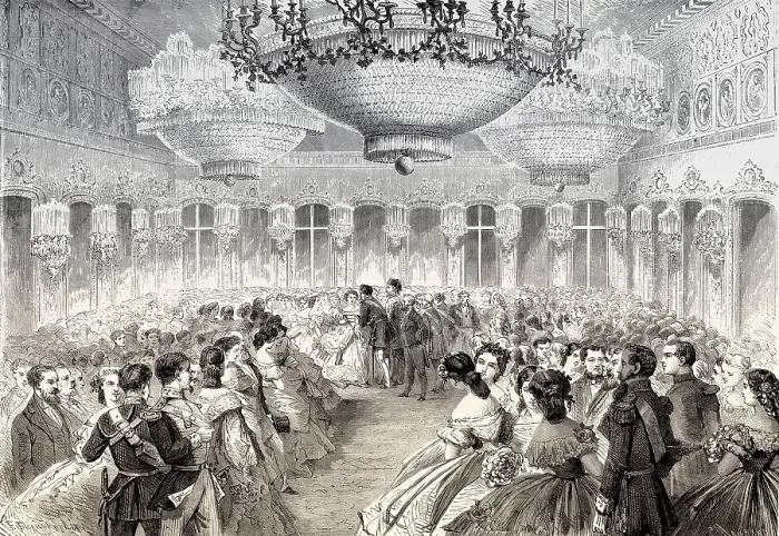 Framed Print : Fancy dress costumes, Ball at the Royal Palace of Naples
