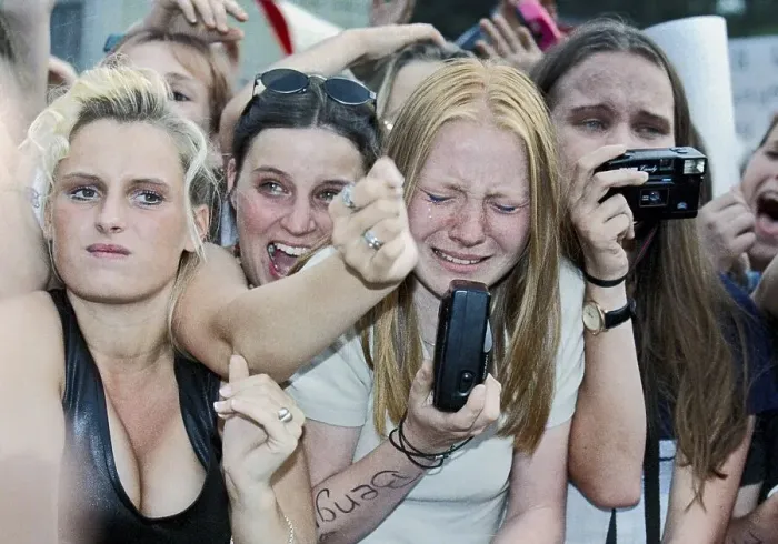 Framed Print : Fans of the boy band Caught in the Act cry Framed Print : Fans of the boy band Caught in the Act cry