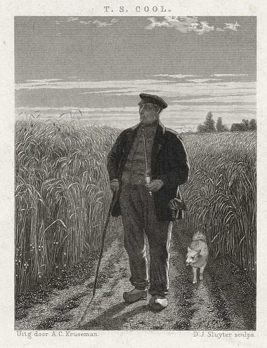Framed Print : Farmer with a pipe and wooden shoes in a grain field Framed Print : Farmer with a pipe and wooden shoes in a grain field