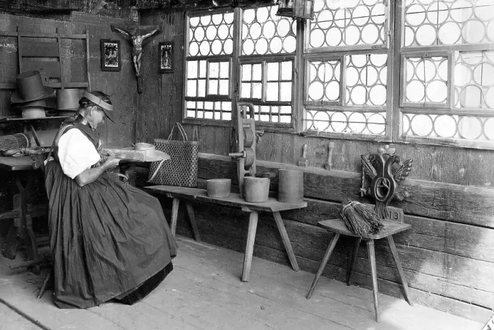 Framed Print : Farmer's wife weaves c. 1930 Framed Print : Farmer's wife weaves c. 1930