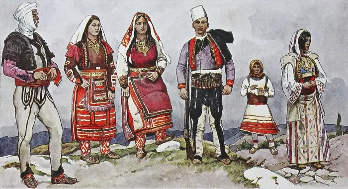 Framed Print : Fashion, clothes in Albania around the 19th century
