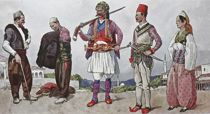 Framed Print : Fashion, clothes in Albania around the 19th century