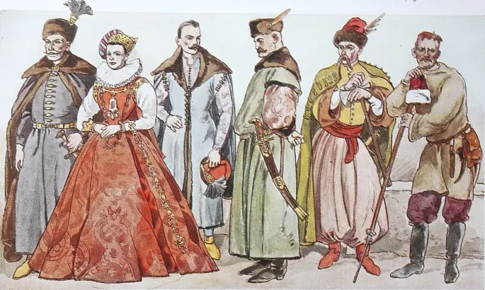 Framed Print : Fashion, historical clothing in Poland