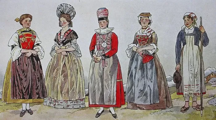 Framed Print : Fashion, mid 19th century, from left